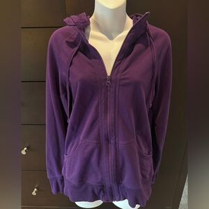 Z By Zella Women's Grape Purple Zip Up Athletic Semi-Fitted Hoodie, Large